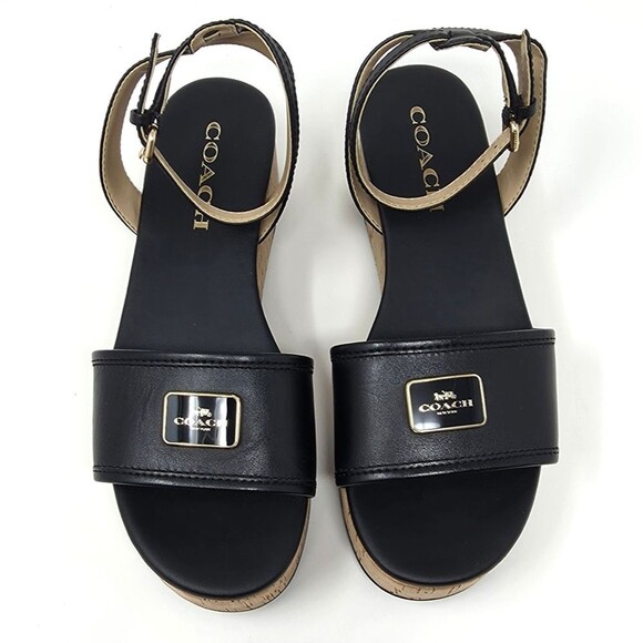 Coach Tullie Leather Platform Strap Sandal Black Women's Size 6.5 CR884 - Picture 2 of 16